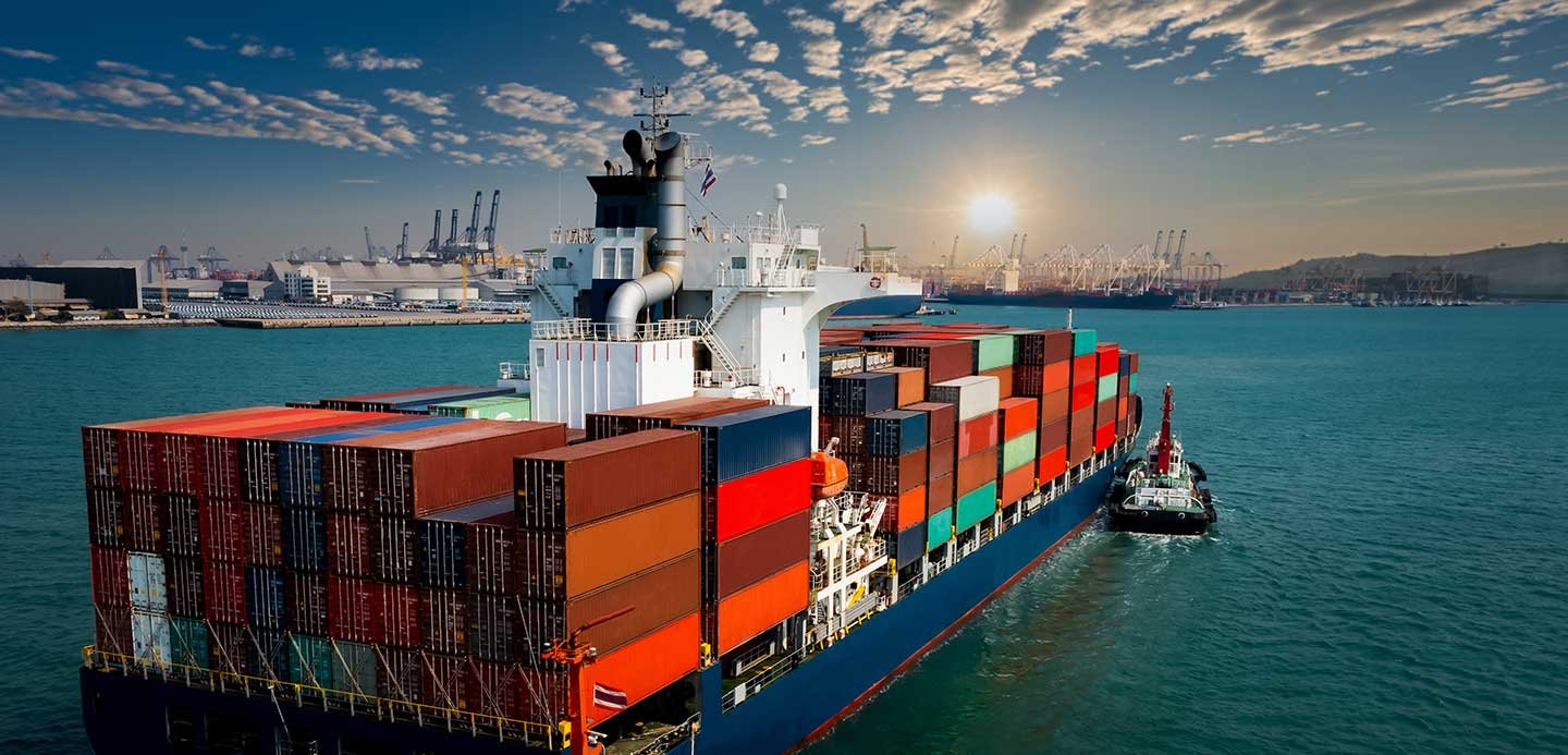 Map showing shipment route through global port network